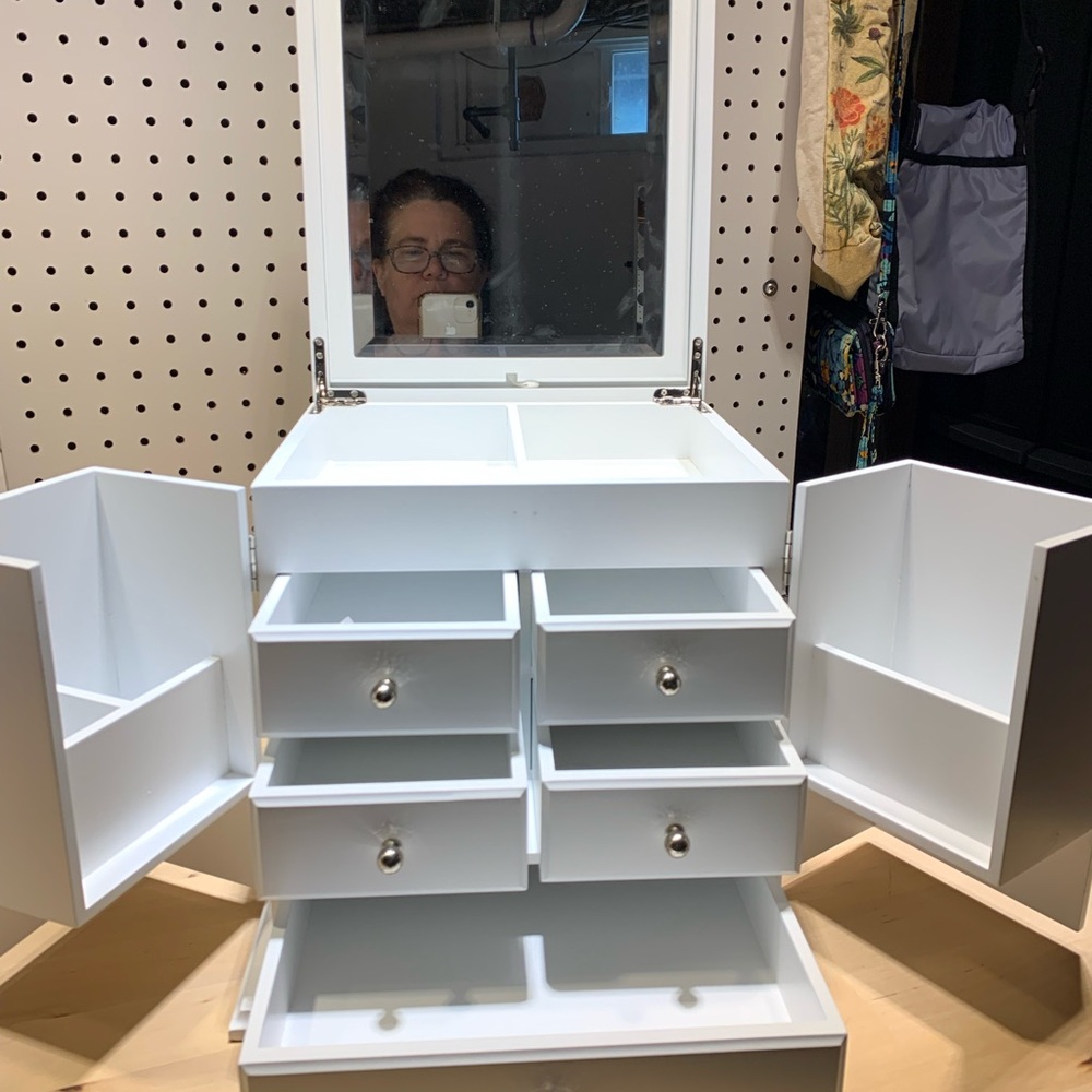 White Jewelry Organizer with Mirror